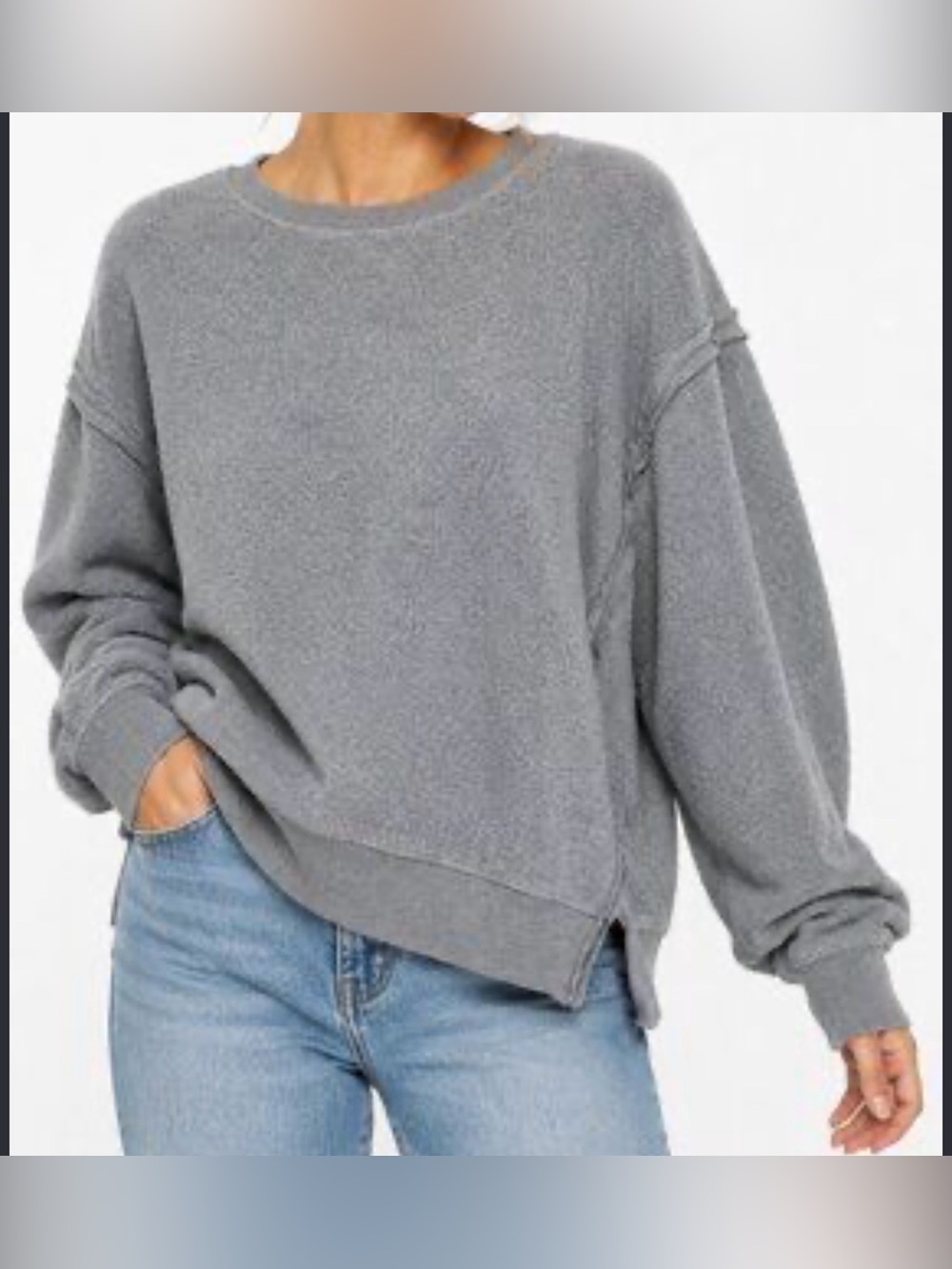 American Eagle Outfitters Grey Relaxed Crewneck Sweater size S oversized